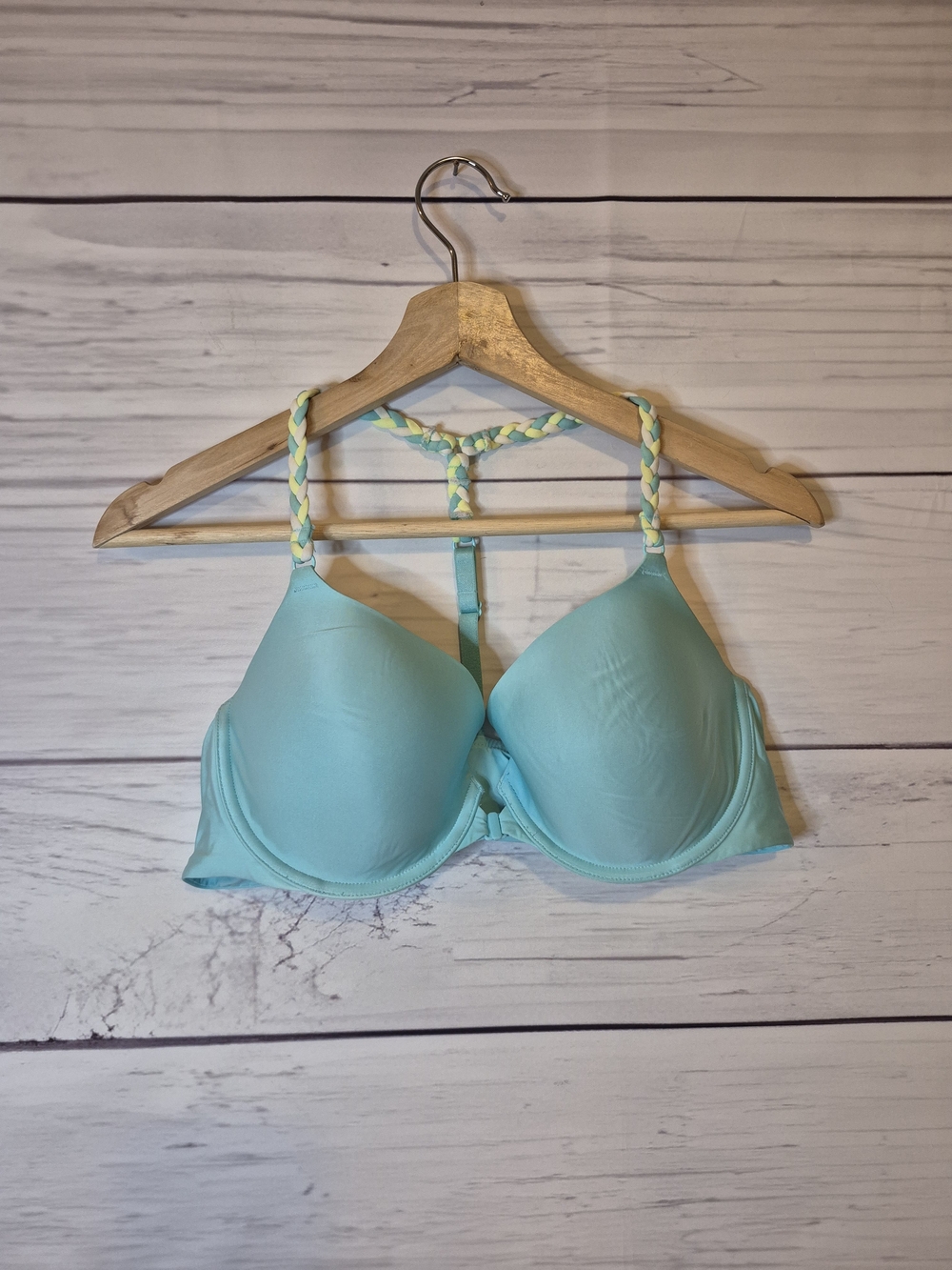 Victoria's Secret Light Blue Bra with Braided Straps Demi 38C